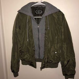 Ambiance Olive Green bomber jacket hoodie